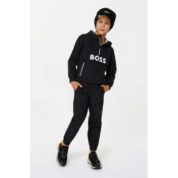 BOSS bluza copii culoarea negru, cu imprimeu