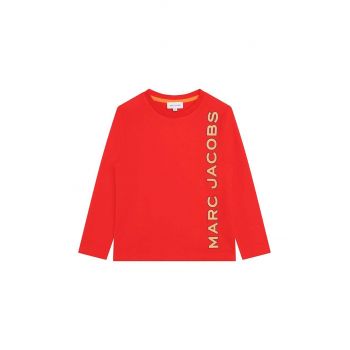 Marc Jacobs longsleeve din bumbac pentru copii culoarea rosu, cu imprimeu