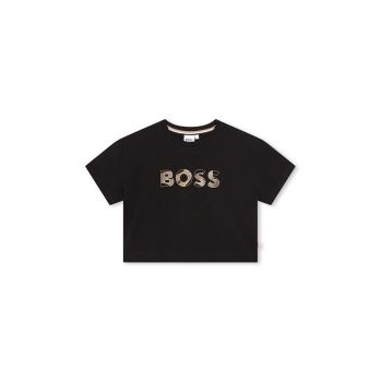 BOSS tricou copii culoarea negru