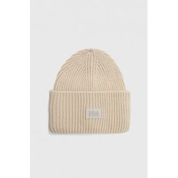 Helly Hansen căciulă HH RIB BEANIE culoarea bej, din tricot gros 54020 ieftina