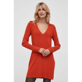 Sisley rochie culoarea portocaliu, mini, drept