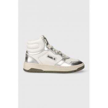 Karl Lagerfeld sneakers din piele KREW KC culoarea argintiu, KL63050