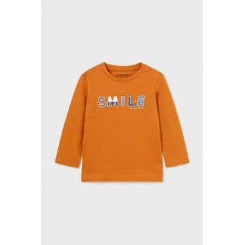 Mayoral longsleeve din bumbac pentru bebeluși culoarea portocaliu