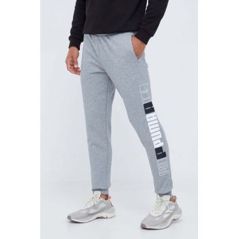 Puma pantaloni de trening culoarea gri, cu imprimeu