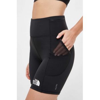 The North Face pantaloni scurti sport Movmynt femei, culoarea negru, neted, high waist