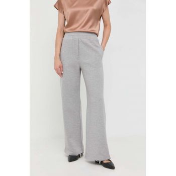 Weekend Max Mara pantaloni de trening din bumbac culoarea gri, neted