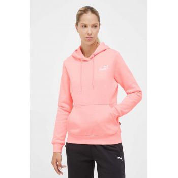 Puma bluza femei, culoarea roz, cu glugă, neted