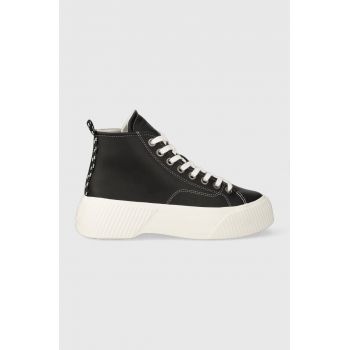 Tommy Jeans tenisi TJW VULC PLATFORM MC femei, culoarea negru, EN0EN02392