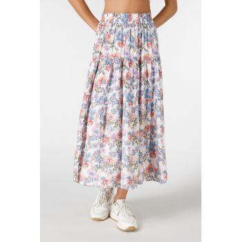 Fusta midi cu imprimeu floral