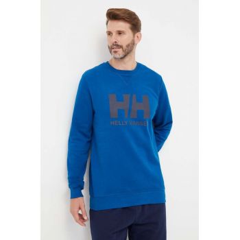 Helly Hansen hanorac de bumbac bărbați, culoarea bleumarin, cu imprimeu 34000