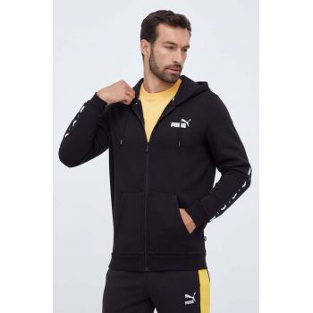 Puma bluza barbati, culoarea negru, cu glugă, neted