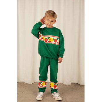 Mini Rodini pantaloni de trening din bumbac pentru copii culoarea verde, cu imprimeu