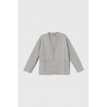 United Colors of Benetton cardigan din bumbac pentru copii culoarea gri, light