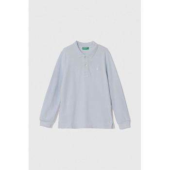 United Colors of Benetton longsleeve din bumbac pentru copii culoarea gri, neted