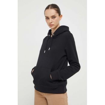 Superdry bluza femei, culoarea negru, neted