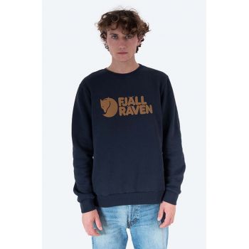 Fjallraven hanorac de bumbac Logo Sweater barbati, culoarea albastru marin, cu imprimeu, F84142