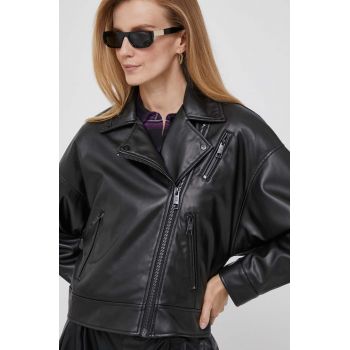 Dkny geaca femei, culoarea negru, de tranzitie