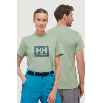 Helly Hansen tricou din bumbac culoarea verde, cu imprimeu 53285-096