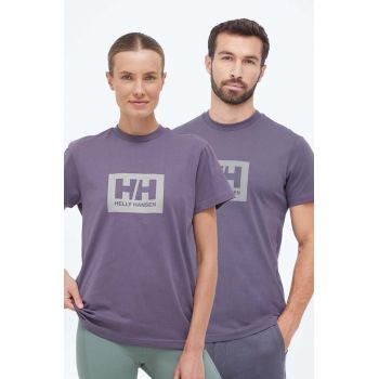 Helly Hansen tricou din bumbac TOKYO culoarea violet, cu imprimeu, 53285