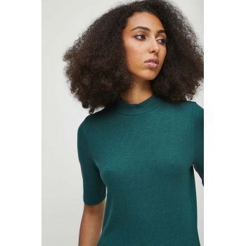 Medicine tricou femei, culoarea verde, cu turtleneck