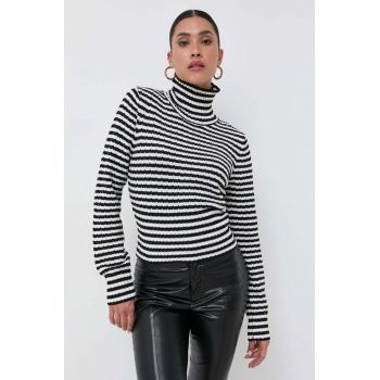 Silvian Heach pulover din amestec de lana femei, culoarea alb, cu turtleneck