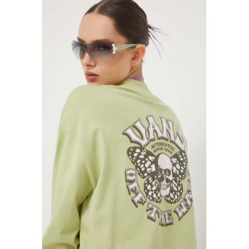 Vans longsleeve din bumbac culoarea verde