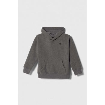 Abercrombie & Fitch bluza copii culoarea gri, cu glugă, neted