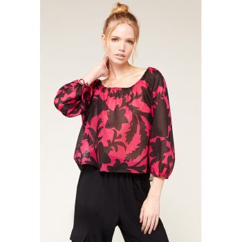 Bluza cu imprimeu floral si maneci 3/4 ieftina