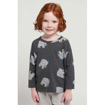 Bobo Choses longsleeve din bumbac pentru copii culoarea gri, cu imprimeu