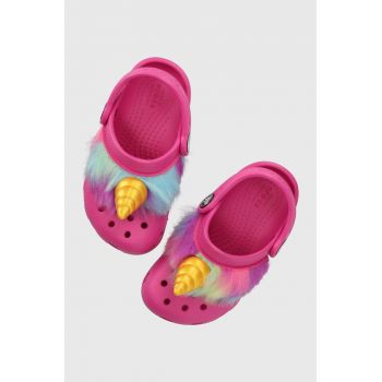 Crocs slapi copii I AM UNICORN culoarea roz