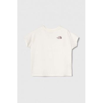 The North Face tricou de bumbac pentru copii G VERTICAL LINE S/S TEE culoarea alb