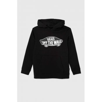 Vans bluza copii STYLE 76 PO culoarea negru, cu glugă, cu imprimeu