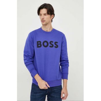 BOSS hanorac de bumbac barbati, culoarea violet, cu imprimeu