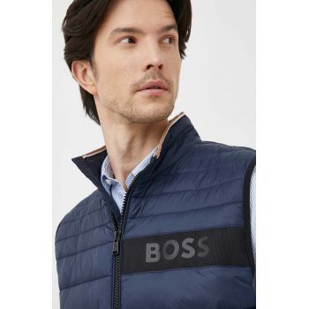 BOSS vestă bărbați, culoarea bleumarin, de tranziție 50464300