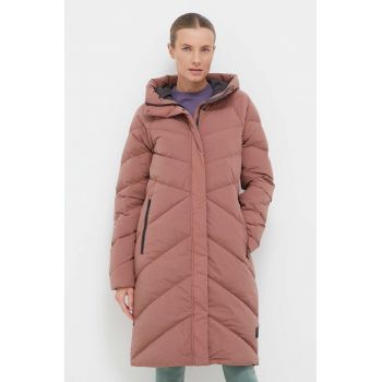 Jack Wolfskin geaca de puf femei, culoarea maro, de iarna