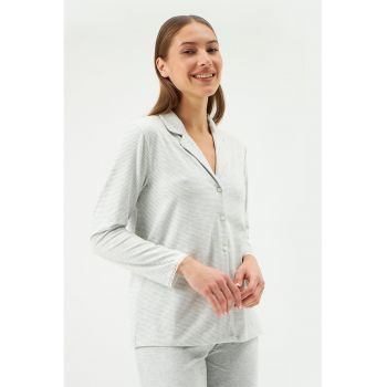 Bluza de pijama cu revere rotunjite