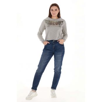 Bluza sport crop cu decolteu la baza gatului