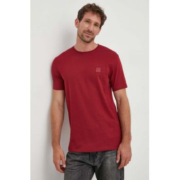 BOSS tricou din bumbac CASUAL culoarea bordo, uni 50472584