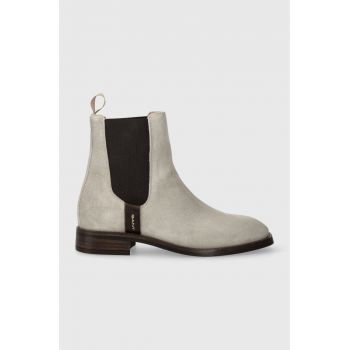 Gant botine din piele intoarsa Fayy femei, culoarea gri, cu toc plat, 27553384.G236