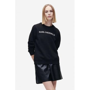 Karl Lagerfeld bluza Elongated Logo Zebra Sweat femei, culoarea negru, cu imprimeu