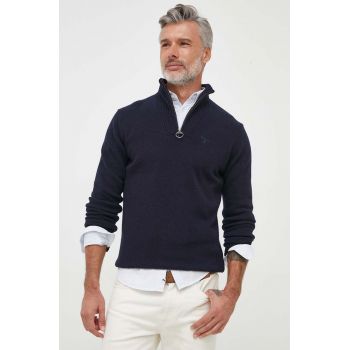 Barbour pulover de lana barbati, culoarea albastru marin, light, cu turtleneck