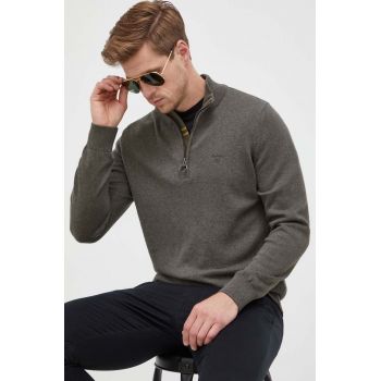 Barbour pulover de bumbac culoarea verde, cu turtleneck