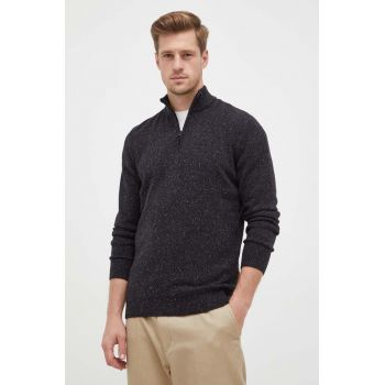 Barbour pulover de lana barbati, culoarea negru, cu turtleneck