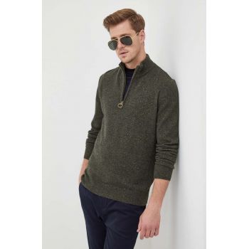 Barbour pulover de lana barbati, culoarea verde, cu turtleneck