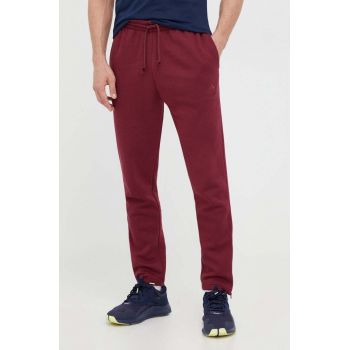 adidas pantaloni de trening culoarea bordo, neted