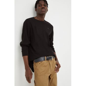 G-Star Raw longsleeve din bumbac culoarea negru, neted