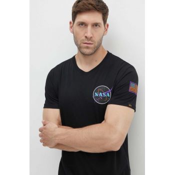 Alpha Industries tricou din bumbac Space Shuttle T culoarea negru, cu imprimeu 176507.556