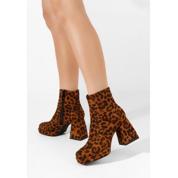 Botine cu toc Seledora leopard