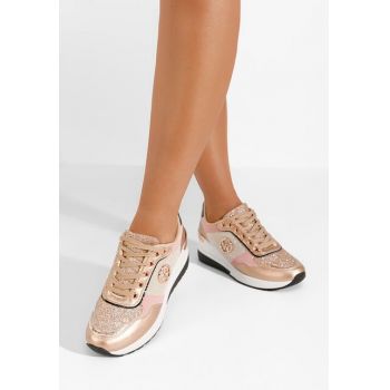 Sneakers cu platforma Deva champagne