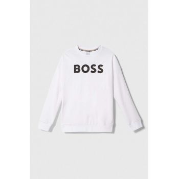 BOSS bluza copii culoarea alb, cu imprimeu